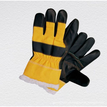 Guantes de trabajo de invierno de cuero oscuro color muebles - 4018